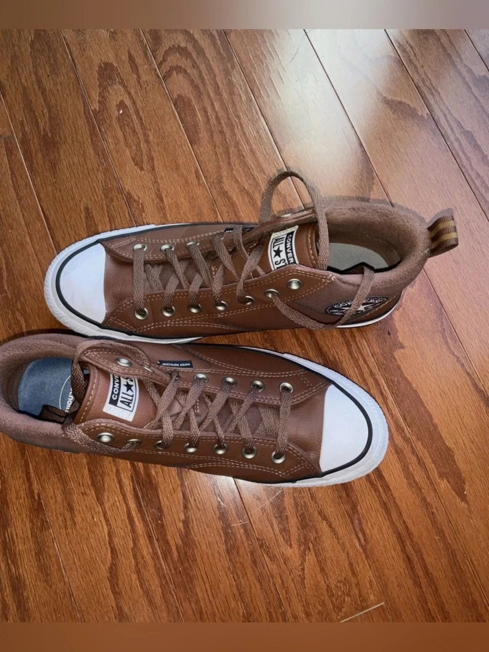 Converse Brown Leather Low-Top Sneakers with White Toe Caps